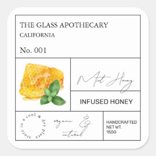 Apothecary Mint Infused Honey Label