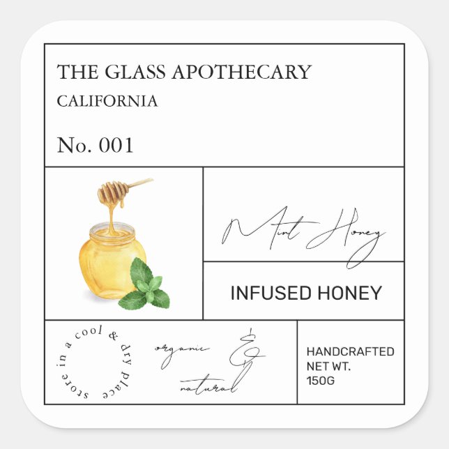 Apothecary Mint Infused Honey Label (Front)