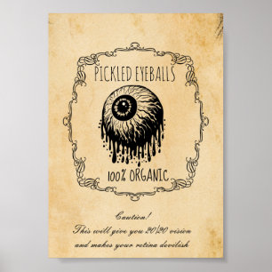 Apothecary Pickled Eyeballs Vintage Halloween Poster