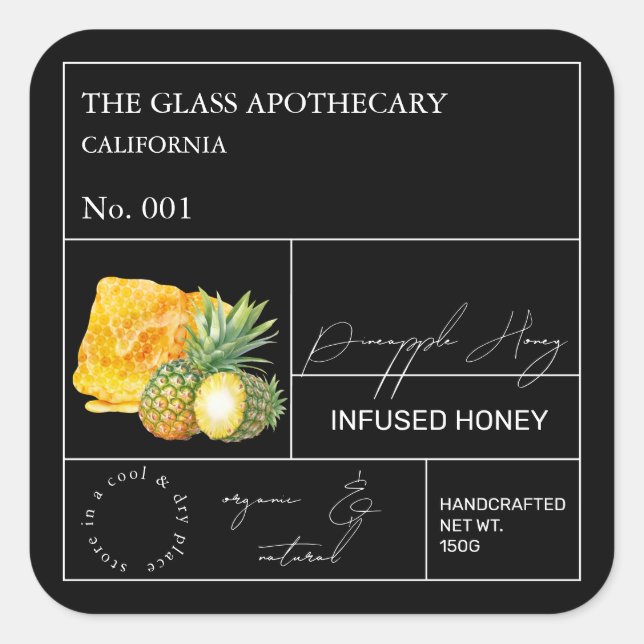 Apothecary Pineapple Infused Honey Label (Front)