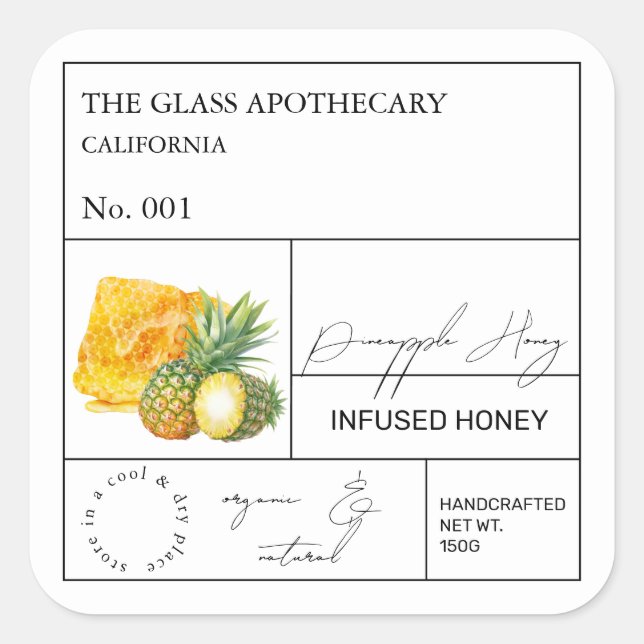 Apothecary Pineapple Infused Honey Label (Front)