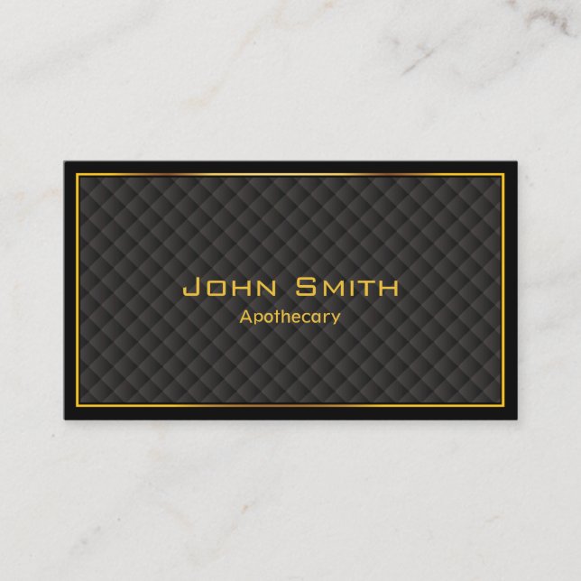 Apothecary Professional Gold Frame Diamond Grids  Business Card (Front)