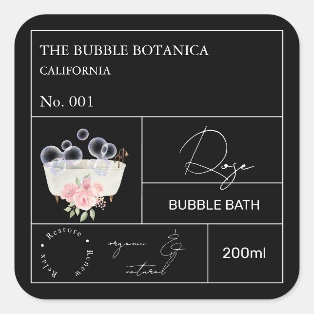 Apothecary Rose Bubble Bath Label (Front)