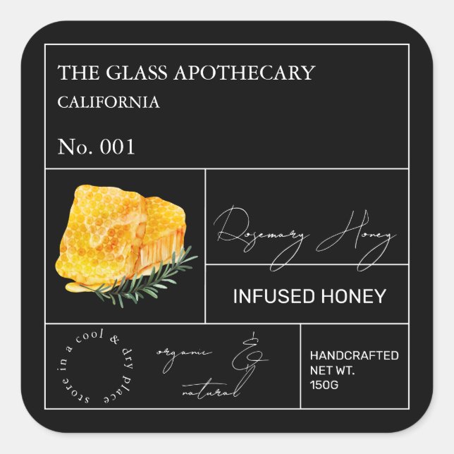 Apothecary Rosemary Infused Honey Label (Front)