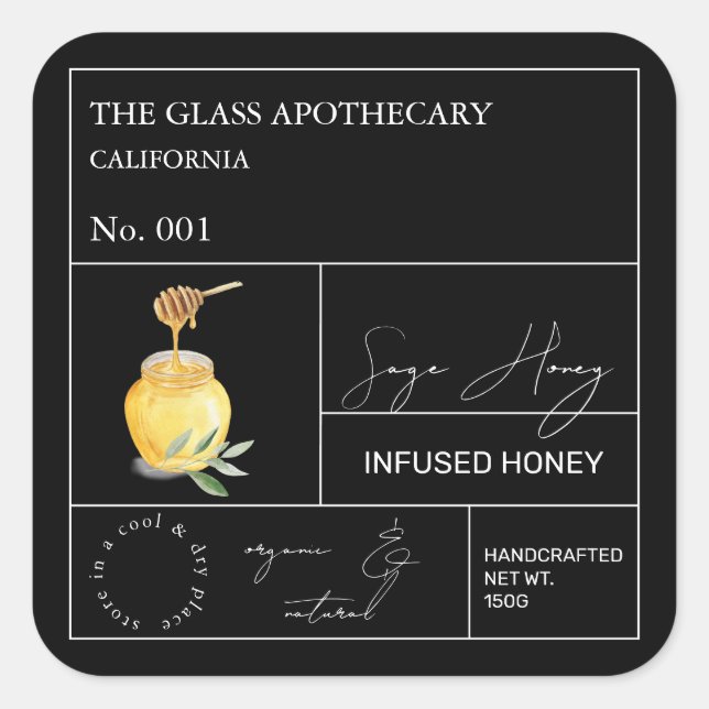 Apothecary Sage Infused Honey Label (Front)