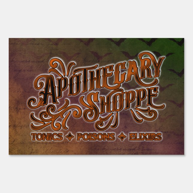 Apothecary Shoppe Halloween Gothic Sign (Back)