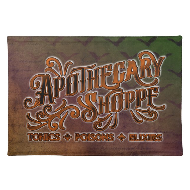 Apothecary Shoppe Halloween Gothic Sign Cloth Placemat (Front)