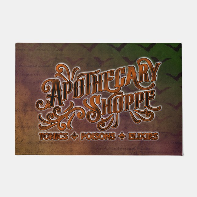 Apothecary Shoppe Halloween Gothic Sign Doormat (Front)