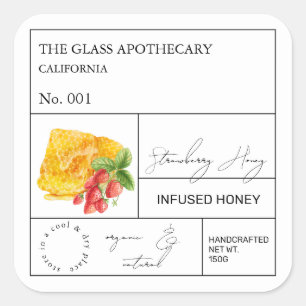 Apothecary Strawberry Infused Honey Label