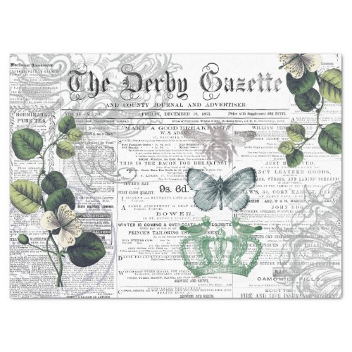 APOTHECARY STYLE ANTIQUE NEWSPRINT TISSUE PAPER