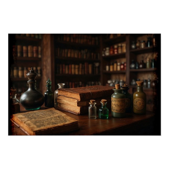 Apothecary Table Medieval Scene Poster (Front)