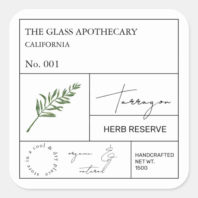 Apothecary Tarragon Label (Front)