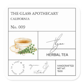 Apothecary Thyme Herbal Tea  Label