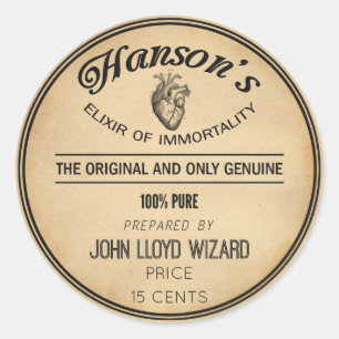 Apothecary Vintage Halloween Decor Elixir Heart Classic Round Sticker