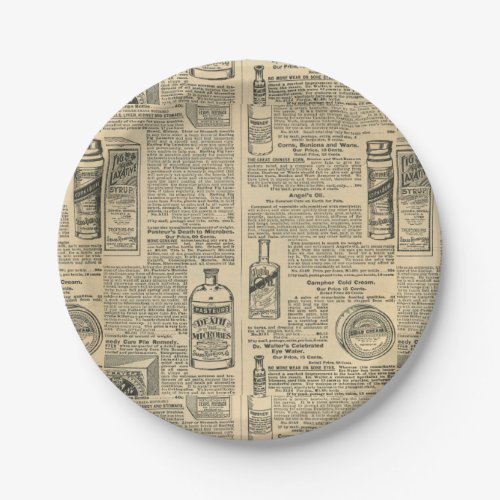 Apothecary Vintage Newspaper Ads Paper Plates