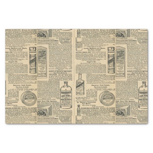 Apothecary Vintage Newspaper Ads Tissue Paper