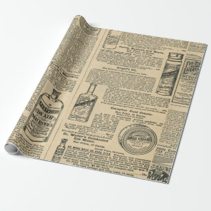 Old Newsprint Tissue Paper - with Vintage Designs For Gift