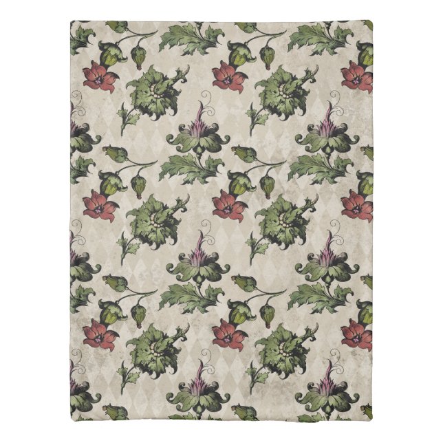 Apothecary Witch Plant | Steampunk Botanical Herbs Duvet Cover (Back)