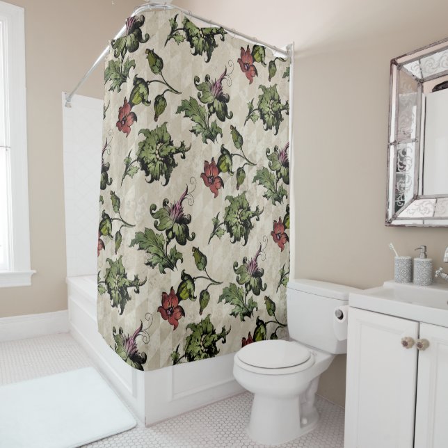 Apothecary Witch Plant | Steampunk Botanical Herbs Shower Curtain (In Situ)