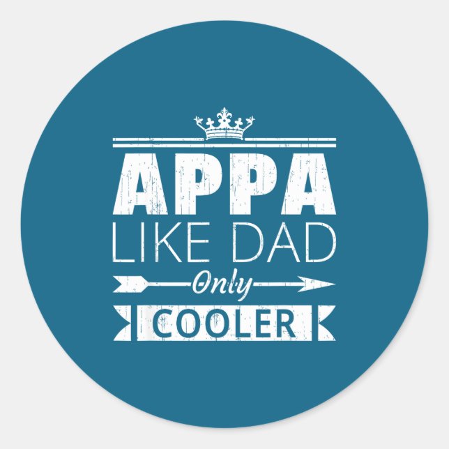 Appa Cooler Funny Korean Dad Father's Day Quote  Classic Round Sticker (Front)