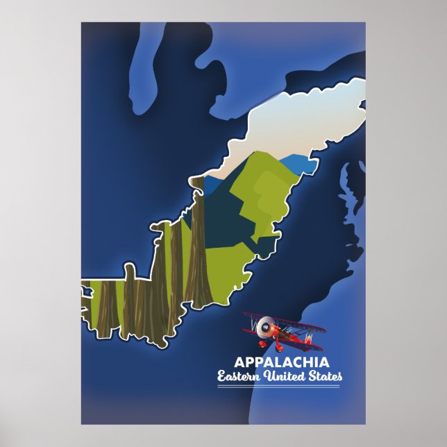 Appalachia Eastern United States travel map Poster (Front)