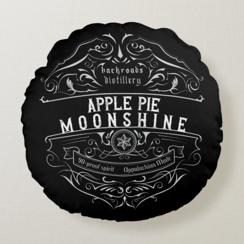 Appalachia Moonshine Label Round Pillow