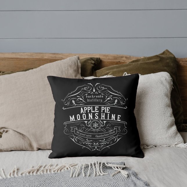 Appalachia Moonshine Label Throw Pillow (Creator Uploaded)