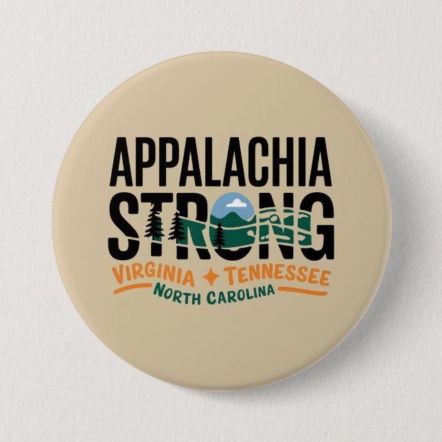Appalachia Strong Mountain Outdoors Hiking NC  Button (Front)