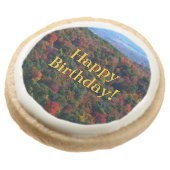 Appalachian Mountains in Fall Birthday Round Shortbread Cookie (Angled)