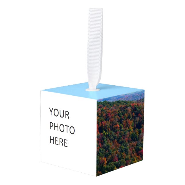 Appalachian Mountains in Fall Cube Ornament (Front Angled)