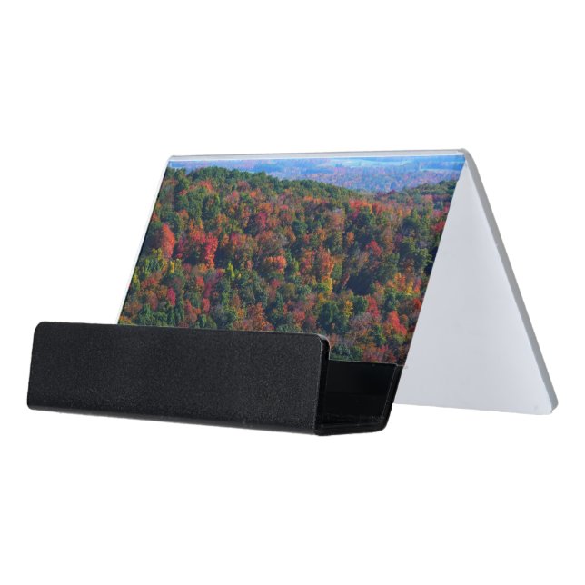 Appalachian Mountains in Fall Desk Business Card Holder (Angled Front)
