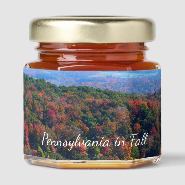 Appalachian Mountains in Fall Honey Jar Favors (Front)