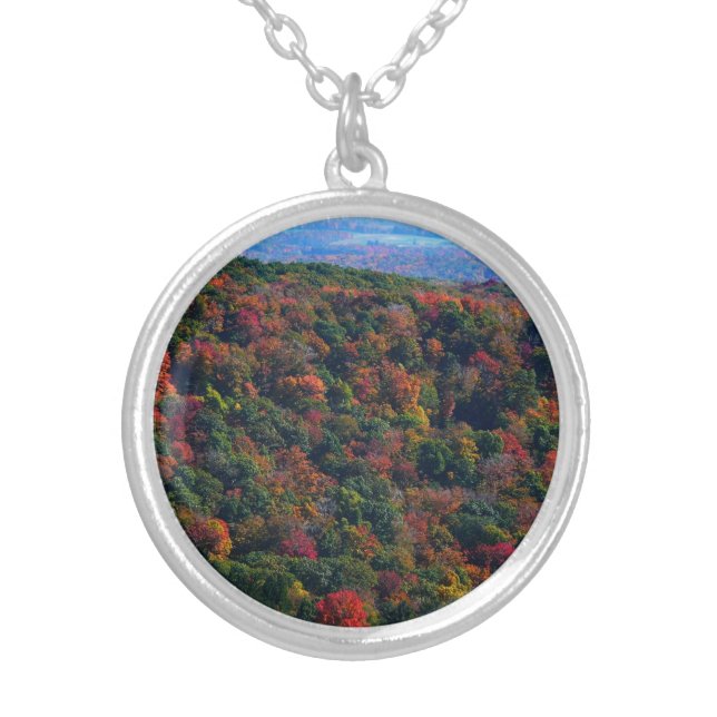 Appalachian Mountains in Fall Silver Plated Necklace (Front)