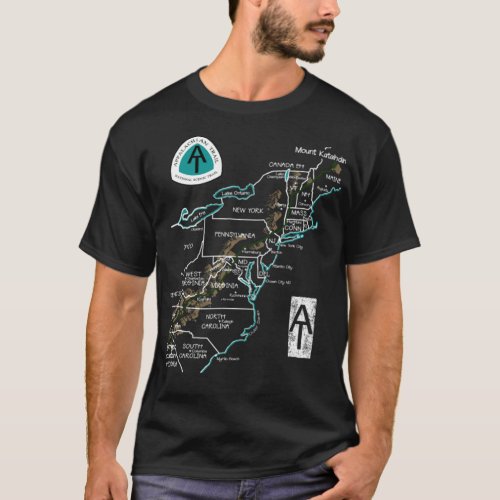 Appalachian National Scenic Trail Map AT Map  T_Shirt
