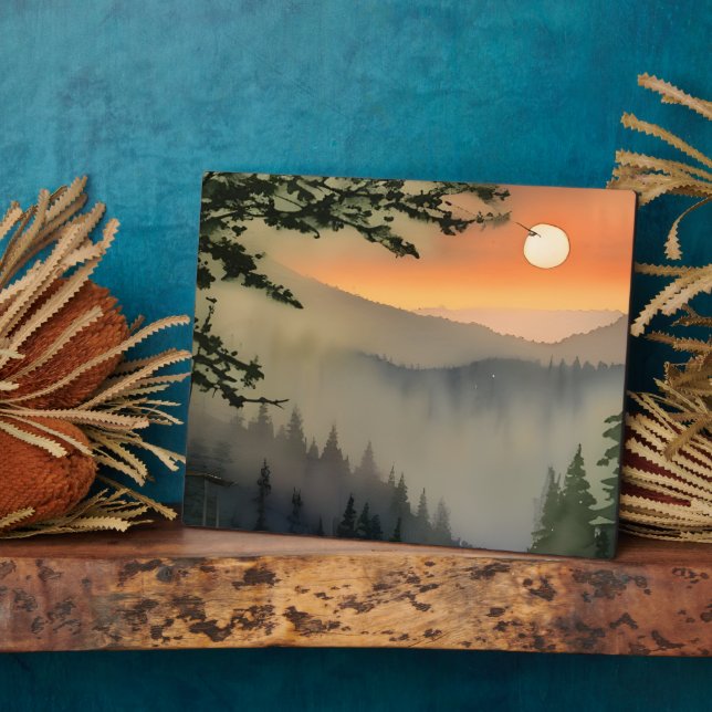 Appalachian Sunrise Watercolor Digital Art Plaque (Side)