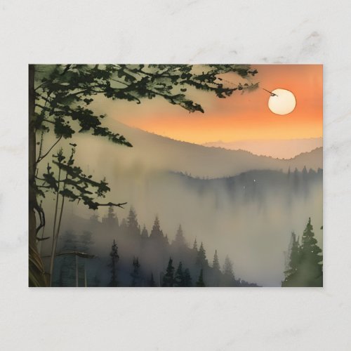 Appalachian Sunrise Watercolor Digital Art   Postcard