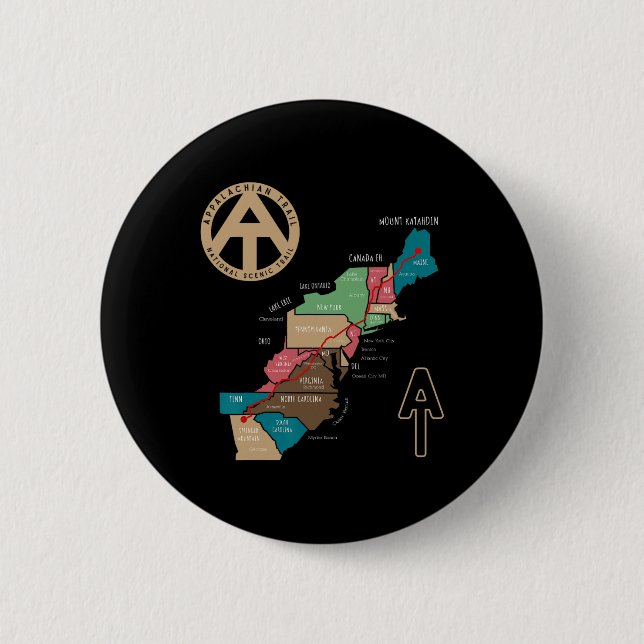 Appalachian Trail Hiking Map  Button (Front)