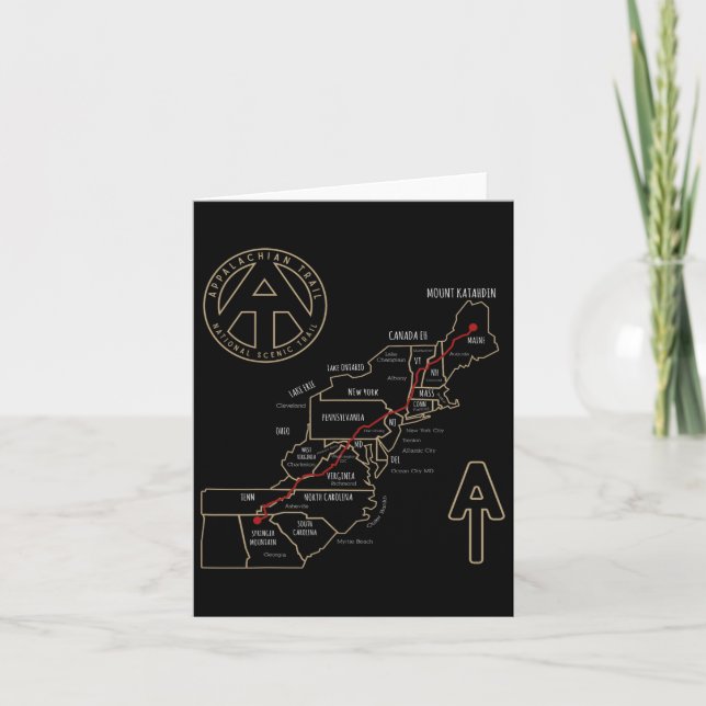 Appalachian Trail Hiking Map  Card (Front)