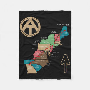 Appalachian Trail Hiking Map  Fleece Blanket