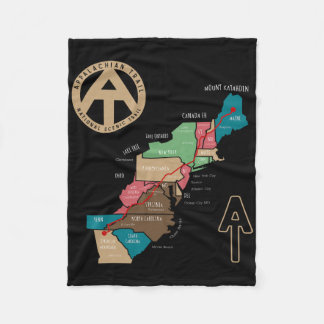 Appalachian Trail Hiking Map Fleece Blanket