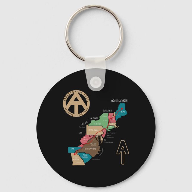 Appalachian Trail Hiking Map  Keychain (Front)