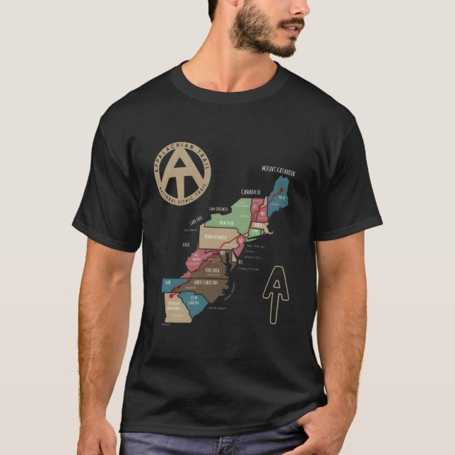 Appalachian Trail Hiking Map T-Shirt (Front)