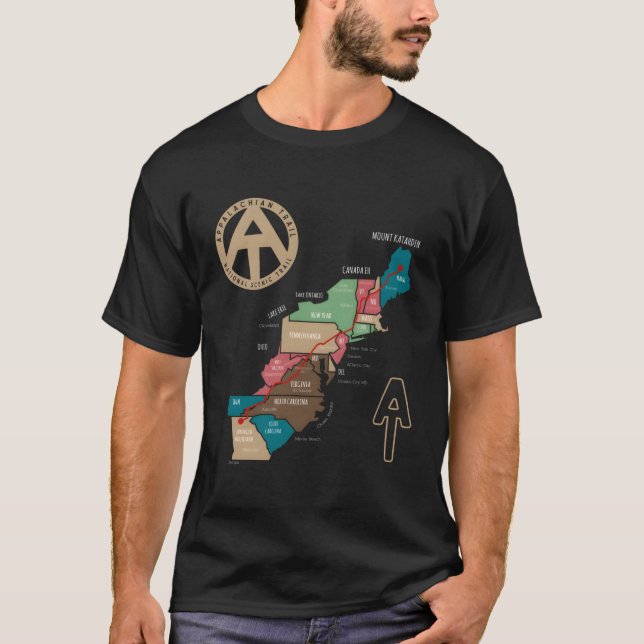 Appalachian Trail Hiking Map T-Shirt (Front)