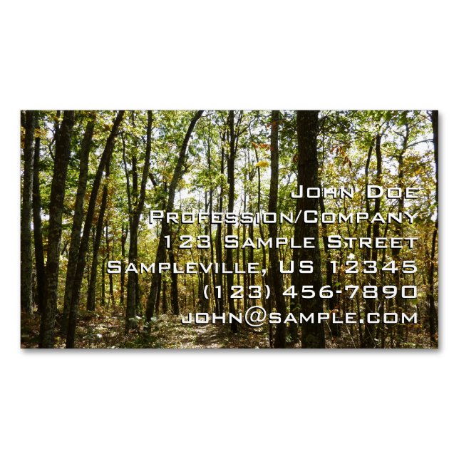 Appalachian Trail in October at Shenandoah Business Card Magnet (Front)