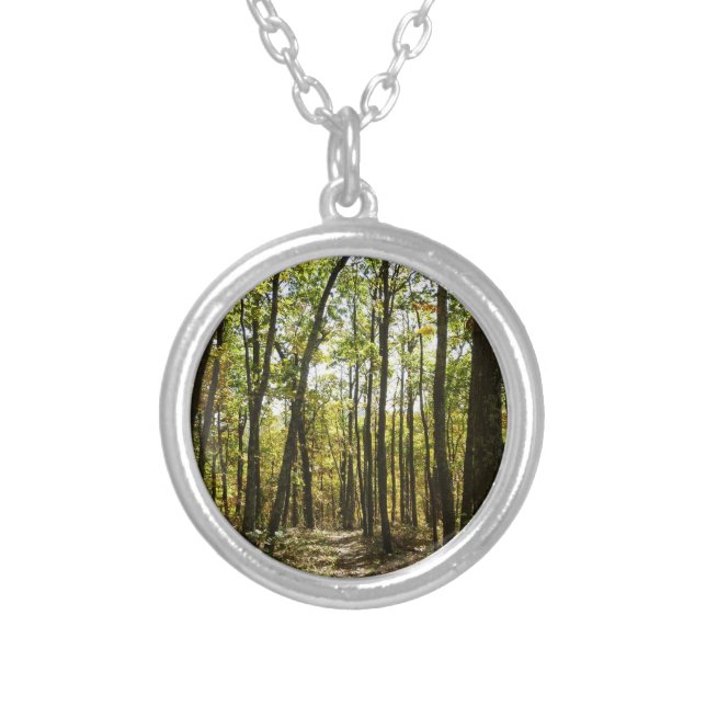 Appalachian Trail in October at Shenandoah Silver Plated Necklace (Front)