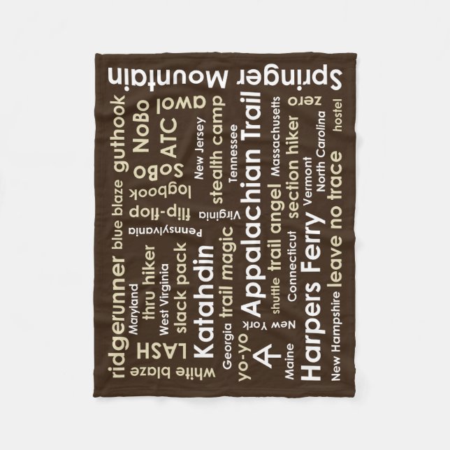 Appalachian Trail Word Cloud Fleece Blanket (Front)