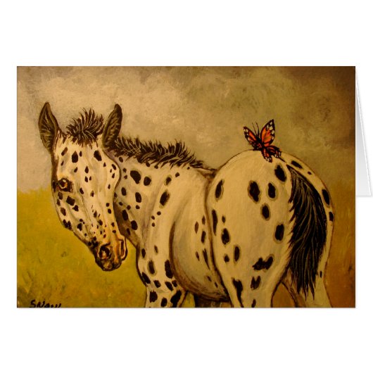 Appaloosa Foal & Butterfly Cards (Front Horizontal)