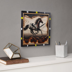 Appaloosa Gallop: Art, Time, Style, Freedom Square Wall Clock