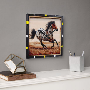 Appaloosa Gallop: Time, Art, Style, Motion Square Wall Clock