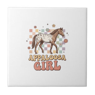 Appaloosa Girl Vintage Horse Western T-Shirt Desig Ceramic Tile